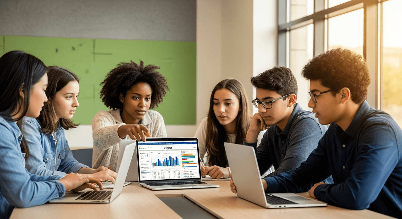 Mini Money student and instructor working together on financial literacy education