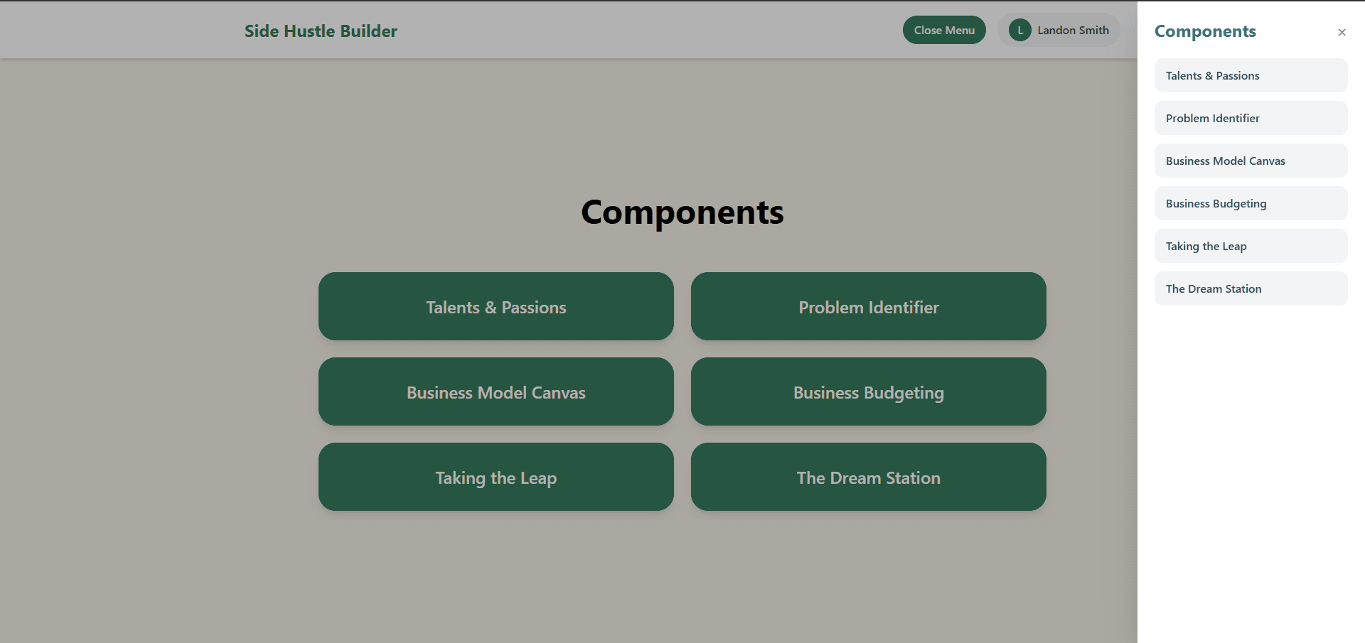 Side Hustle Builder interface